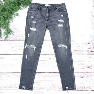 |•KANCAN•| Black Distressed Stretch Skinny Jeans Size 11/29